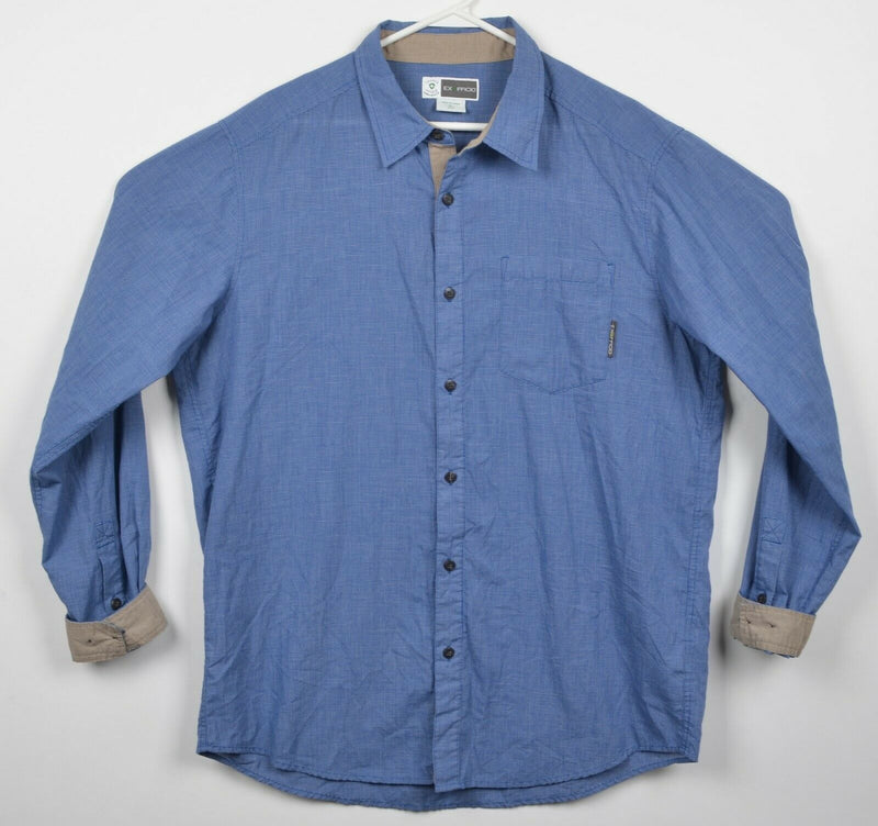 ExOfficio Insect Shield Men's XL Blue Hiking Fishing Outdoor Button-Front Shirt