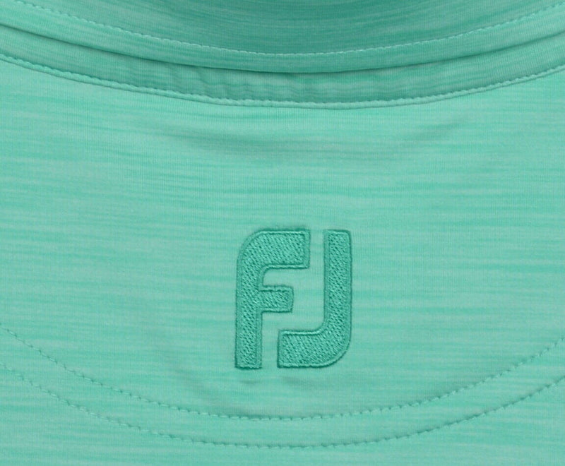 FootJoy Men's Medium Green Striped FJ Golf Wicking Performance Polo Shirt