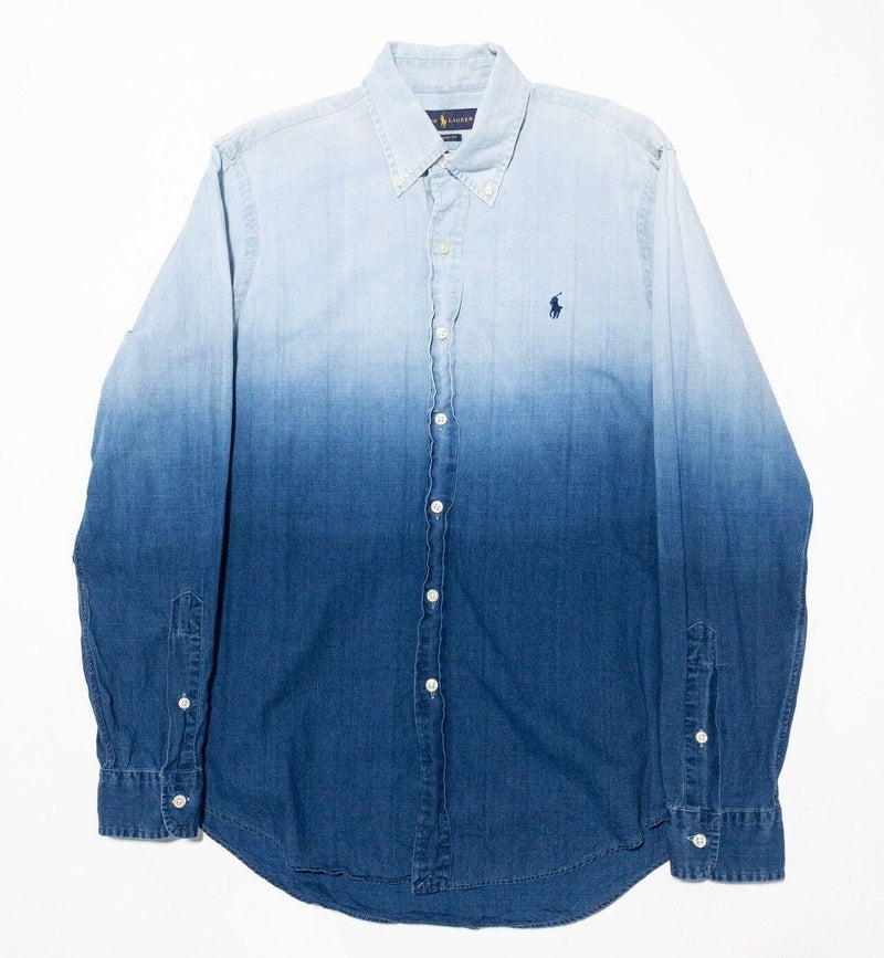 Polo Ralph Lauren Ombre Shirt Men's Small Classic Fit Blue Fade Long Sleeve
