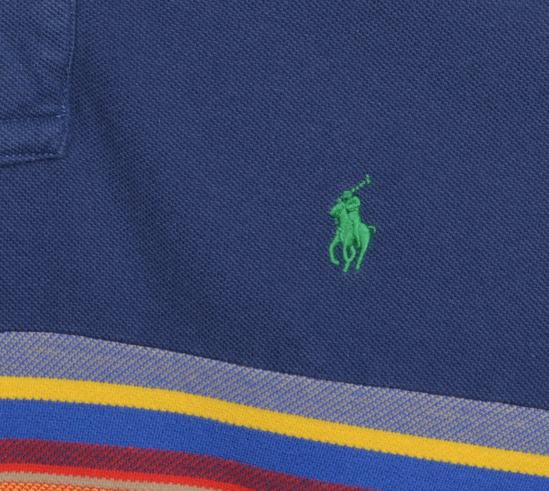Polo Ralph Lauren Men's Medium Aztec Striped Navy Blue Pony Polo Shirt