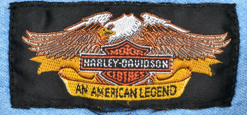 Harley-Davidson Men's XL? Denim Blue Embroidered Logo Biker Garage Shirt