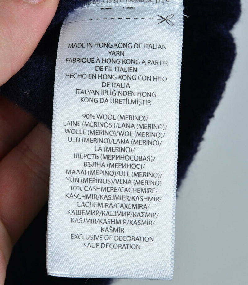 Polo Ralph Lauren Men Sz Medium Merino Wool Cashmere Blend 1/4 Zip Blue Sweater