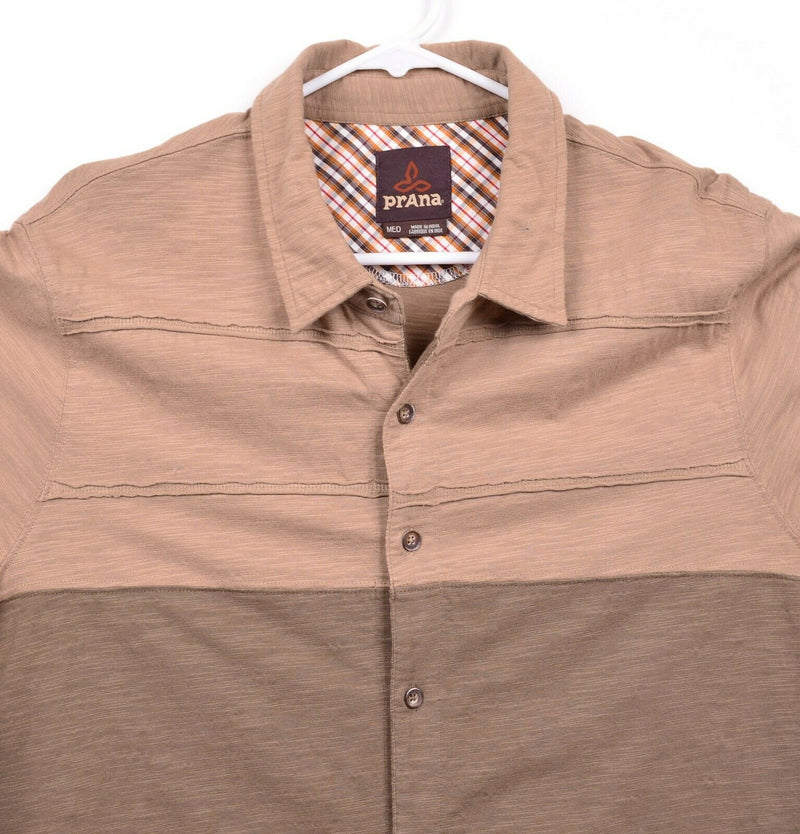 Prana Men's Sz Medium Two Tone Brown Organic Cotton Button Front Shirt
