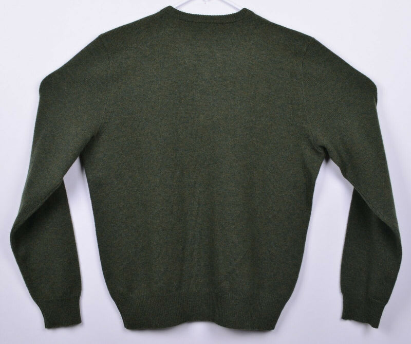 Polo Ralph Lauren Men's Large 100% Lambswool Olive Green V-Neck Pullover Sweater