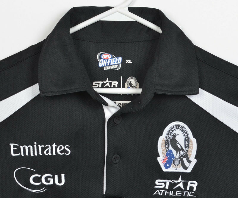 Collingwood Football Club Men XL Australian Rules Football Black AFL Polo Shirt