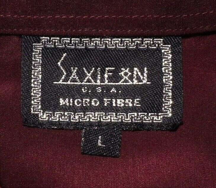 Saxifon Shirt Large Men's Crocodile Embroidered Burgundy Red Vintage Disco