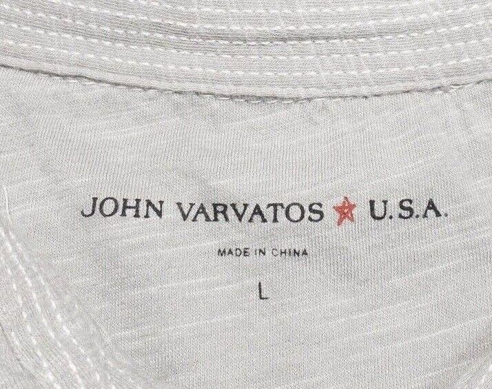 John Varvatos Peace Sign Polo Large Men's Shirt Light Gray Short Sleeve Designer