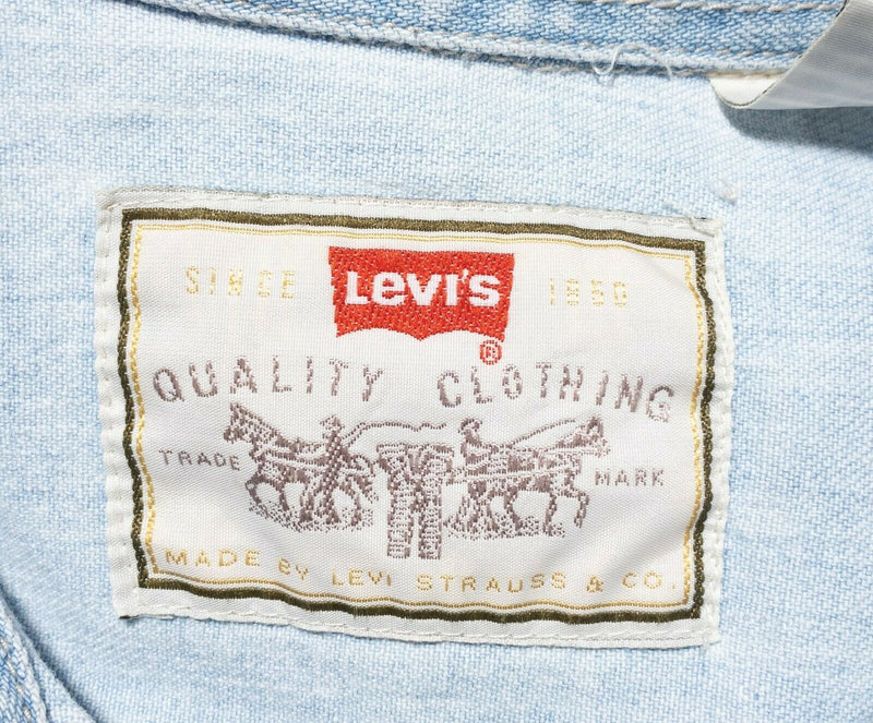 Levi's Denim Shirt Large Metal Buttons Long Sleeve Indigo Blue Washed Men's