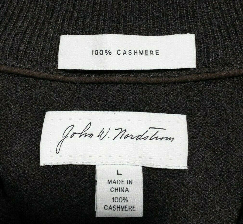 John W. Nordstrom 100% Cashmere Solid Brown 1/4 Zip Sweater Men's Large