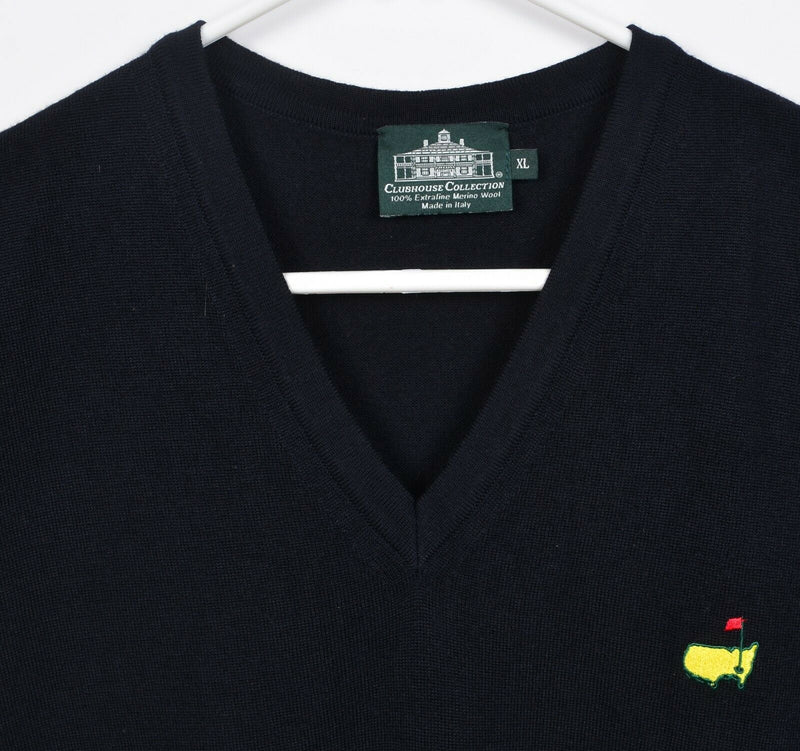 Masters Golf Men's XL 100% Merino Wool Clubhouse Collection Black Sweater Vest