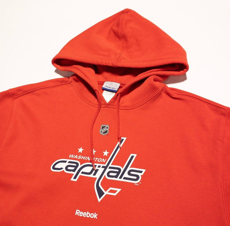 Washington Capitals Hoodie Men's Large Reebok NHL Hockey Red Pullover Sweatshirt