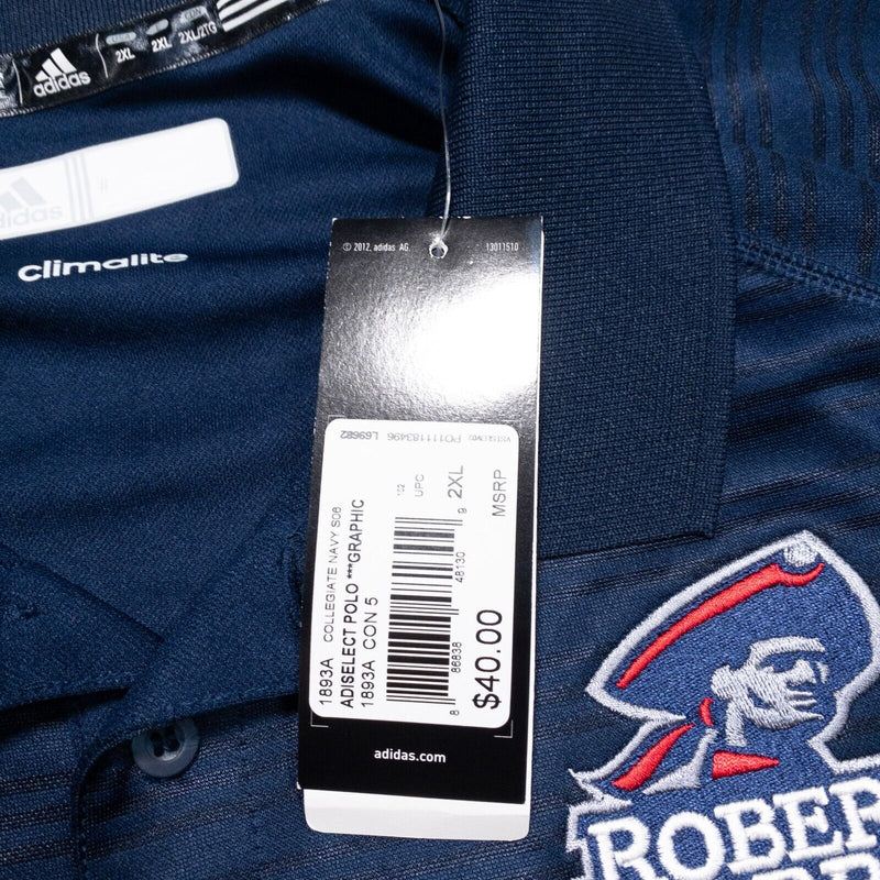 Robert Morris Colonials Adidas Polo Men's 2XL Blue ClimaLite Wicking Team Issue
