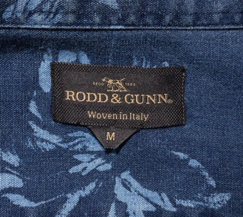 Rodd & Gunn Shirt Men's Medium Floral Blue Button-Front Short Sleeve Dog