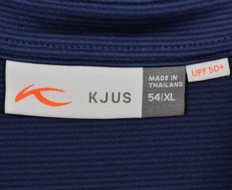 KJUS Men's XL/54 Blue Striped Soren UPF 50+ Stretch Wicking Golf Polo Shirt
