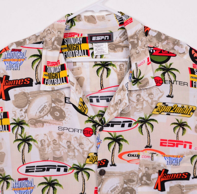 ESPN Men's Sz 2XL 100% Rayon SportsCenter Football Hawaiian Aloha Camp Shirt