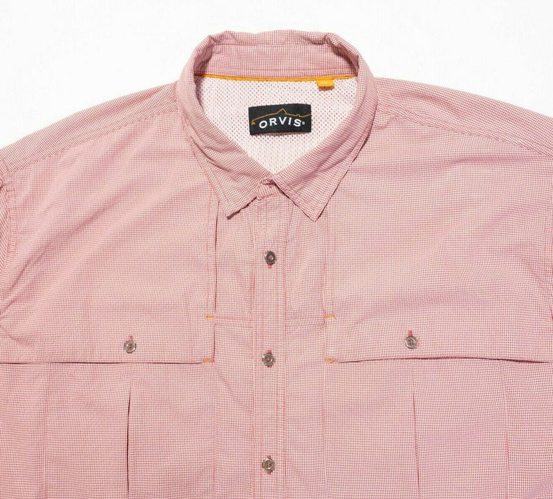 Orvis Fishing Shirt 2XL Men's Open Air Caster Short Sleeve Red/Pink Check Vented