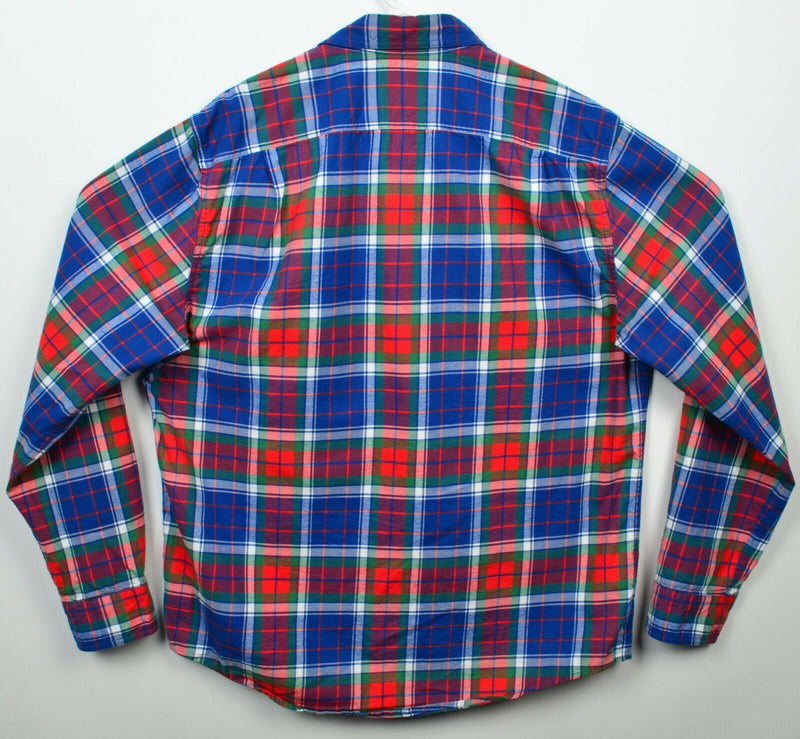 L.L. Bean Signature Men's Large Blue Red Multi-Color Plaid Button-Front Shirt