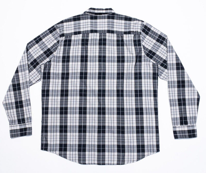 Oakley Button Up Shirt XL Men's Black White Plaid Long Sleeve Cotton Blend