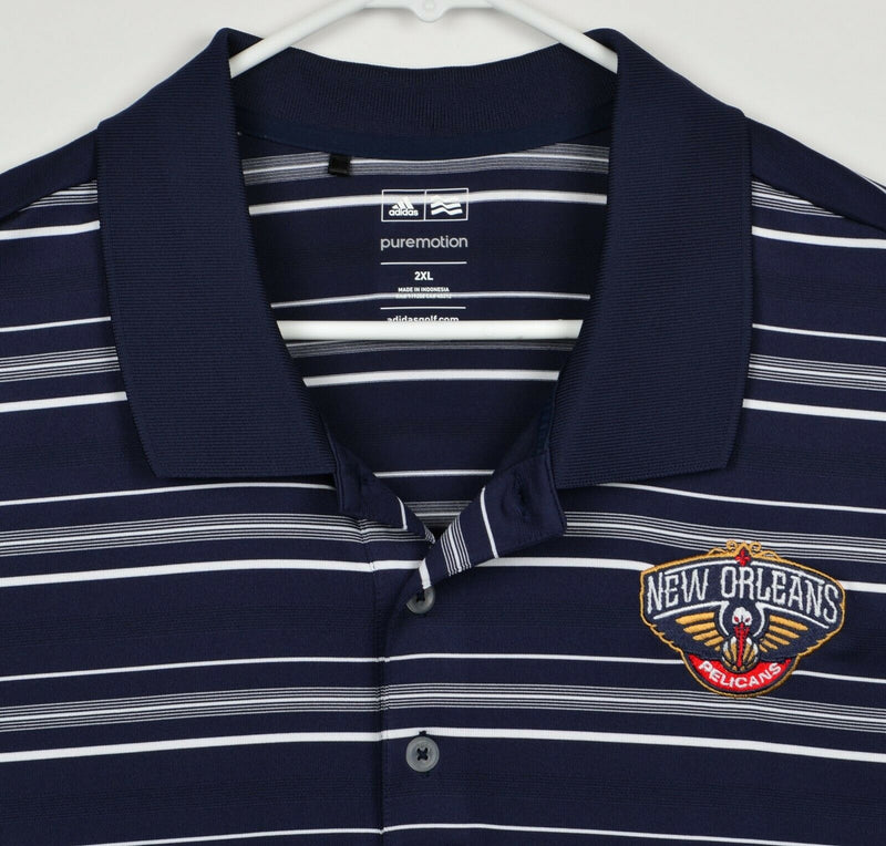 New Orleans Pelicans Men's Sz 2XL Adidas PureMotion Navy Blue Golf Polo Shirt