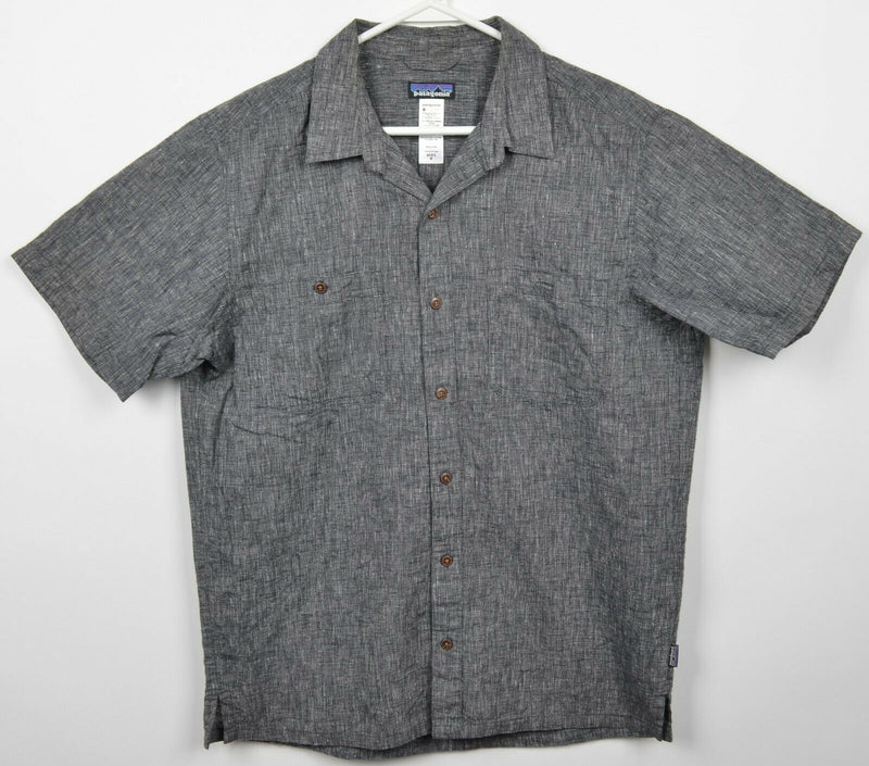 Patagonia Men's Medium Hemp Blend Gray Migration Short Sleeve Button-Front Shirt