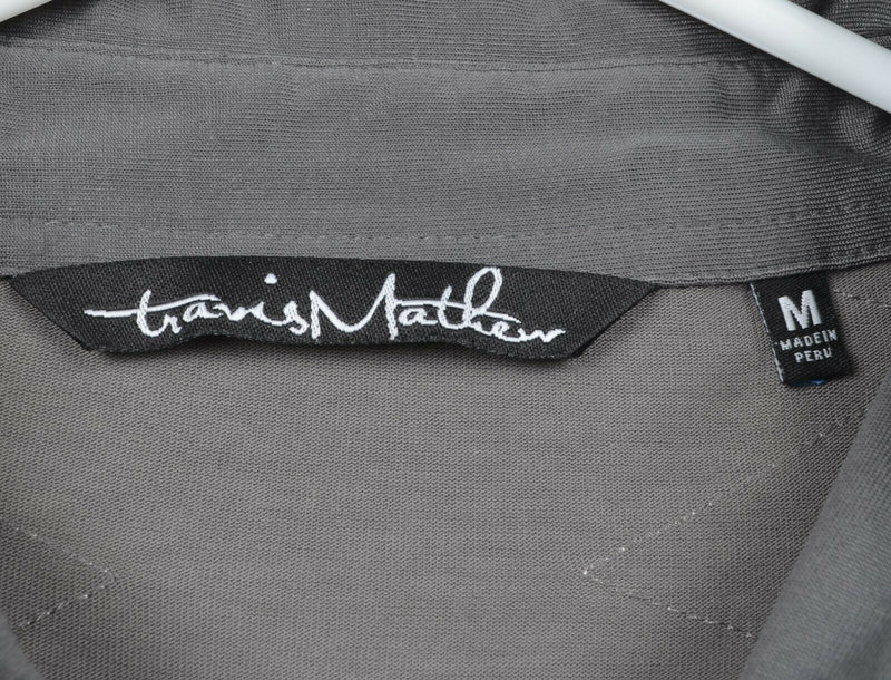 Travis Mathew Men's Sz Medium Gray Argyle Diamond Long Sleeve Golf Polo Shirt