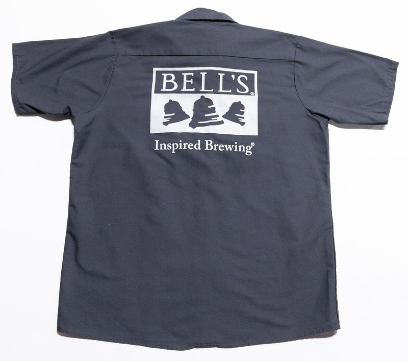 Bell's Brewery Shirt Men's XL Beer Red Kap Button-Up Work Inspired Brewing Gray