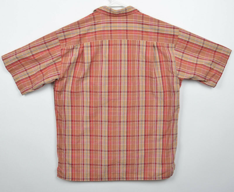 Patagonia Men's Medium Puckerwear Seersucker Red Gold Plaid Button-Front Shirt