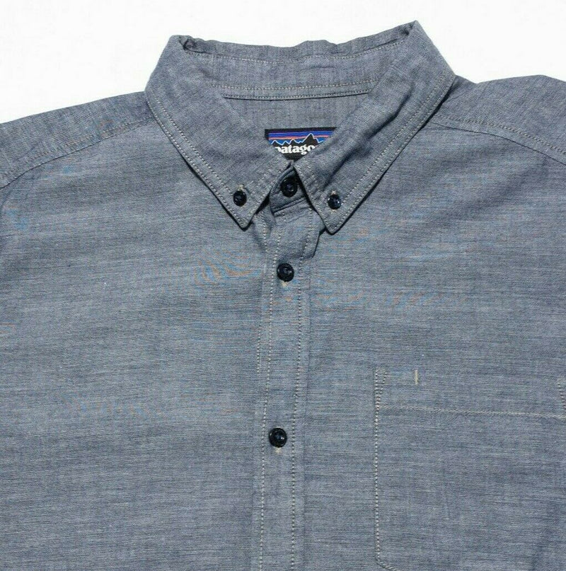 Patagonia Bluffside Shirt Blue Chambray Long Sleeve Button-Front Men's XL
