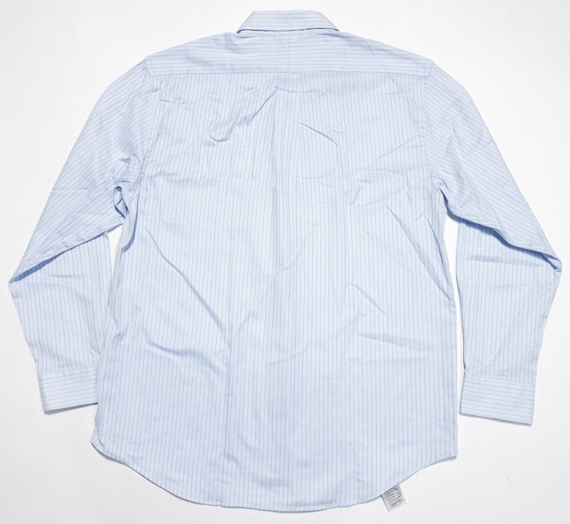 Walt Disney World Men's Large Long Sleeve Button Shirt Blue Stripe Mickey Mouse