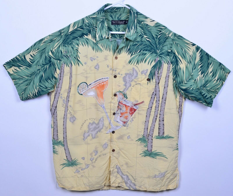 Tori Richard Men's XL Floral Drinks Graphic Print Viscose Hawaiian Aloha Shirt