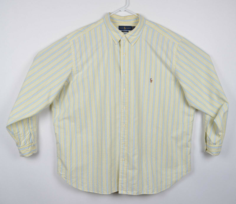 Polo Ralph Lauren Men's 3XB Big Classic Fit Yellow Striped Button-Down Shirt