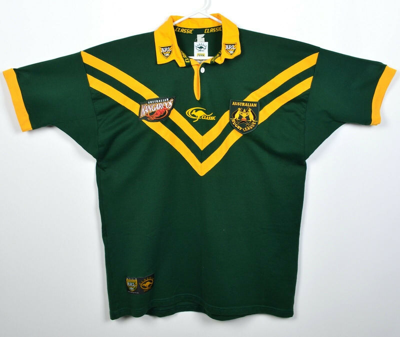 Australia Kangaroos Men's 2XL ARL Australian Rugby League Green Gold Shirt