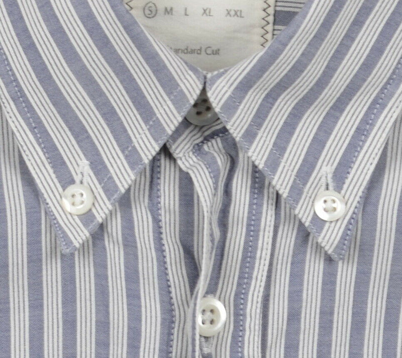 Billy Reid Men's Small Standard Cut Blue White Striped Italy Button-Down Shirt