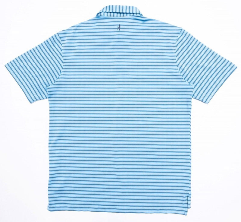 johnnie-O Prep-Formance Medium Men's Golf Polo Blue Striped Wicking Preppy