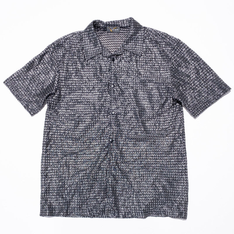 Pop Icon Club Shirt Men's Fits Medium Vintage Y2K Chainmail Button-Up Silver