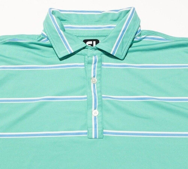 FootJoy Golf Shirt XXL Men's Polo Mint Green Striped 2XL Wicking Stretch
