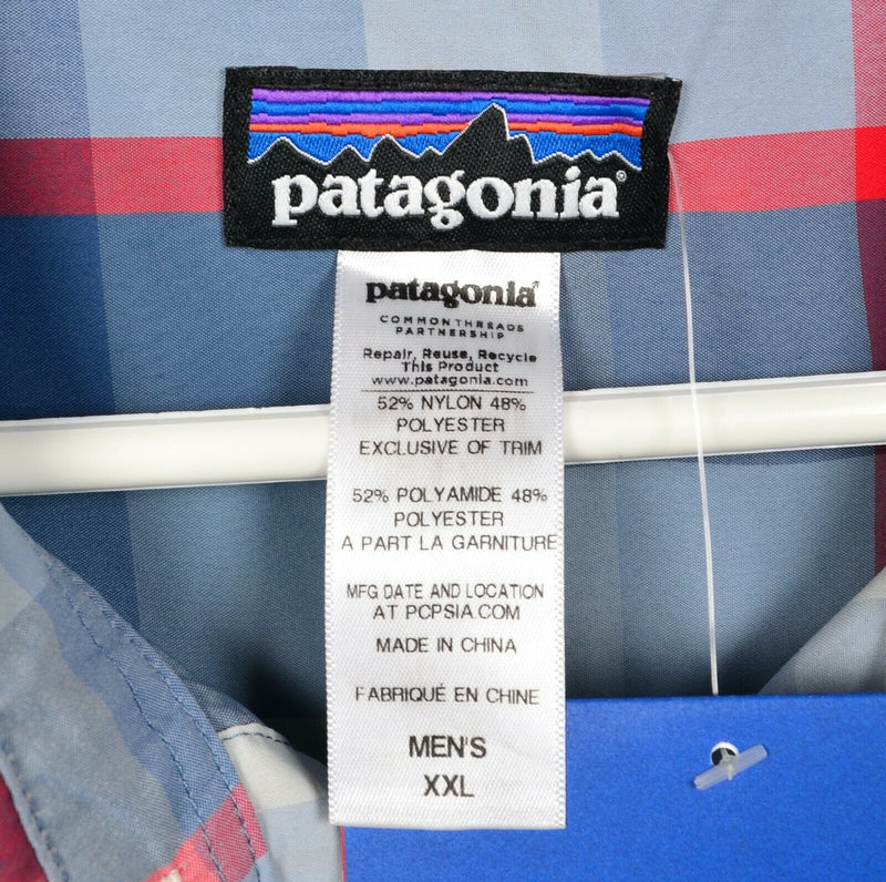 Patagonia Men's 2XL Blue Plaid Nylon Wicking Gone Again Shirt Odell Brewing