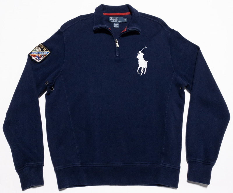 Polo Ralph Lauren Big Pony Sweatshirt Mens Small Ski Patch 1/4 Zip Pullover Blue