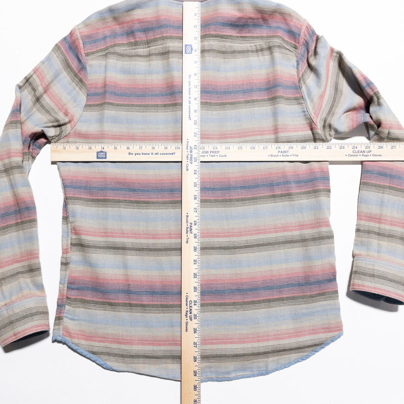 Faherty Reversible Shirt Men's Fits M/L Button-Up Striped Pink Solid Blue