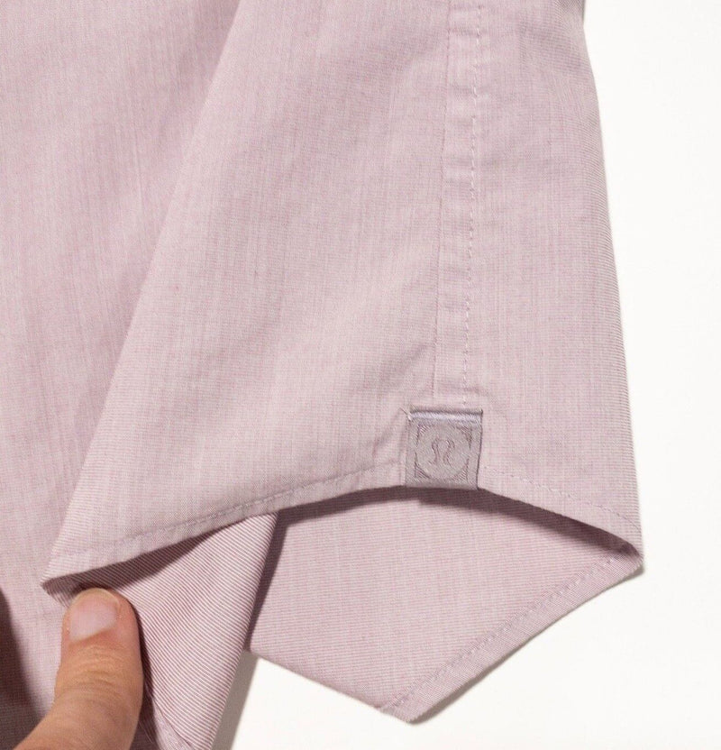 Lululemon Button-Up Shirt Men's Fits Large Pink Short Sleeve Casual Stretch