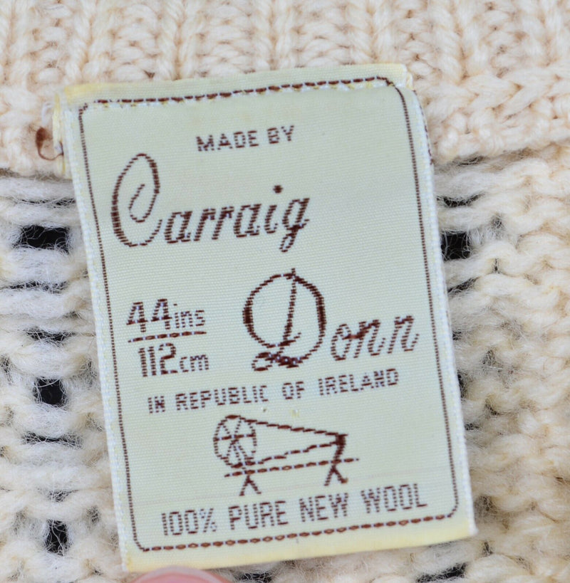 Carraig Donn Women's 44 (Large) Irish Fisherman Aran Cable-Knit Wool Sweater