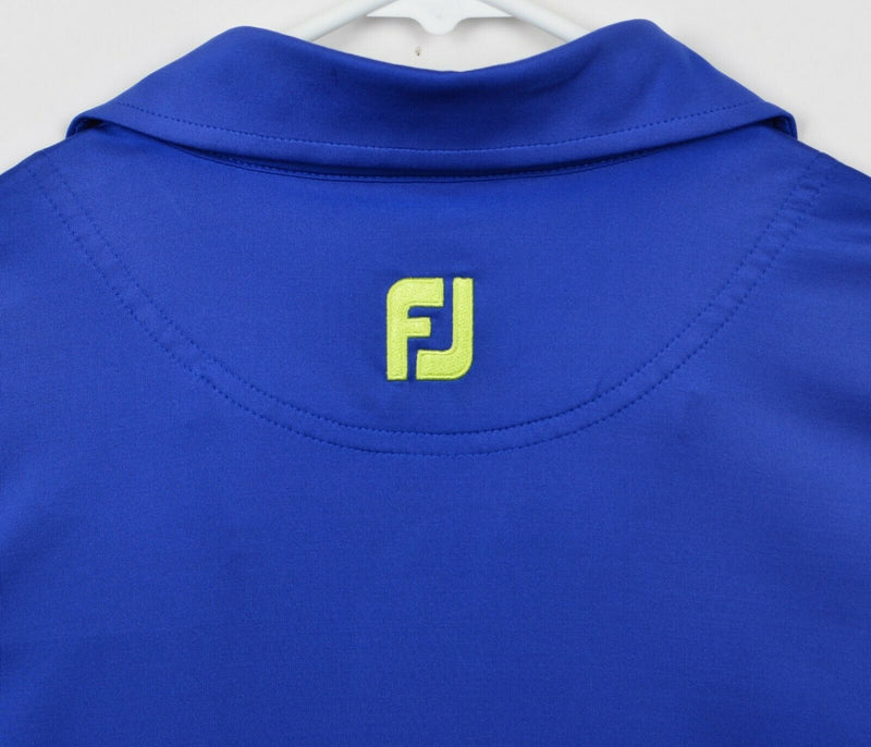 FootJoy Men's Sz XL Blue Two Tone Striped Polyester Spandex Golf Polo Shirt