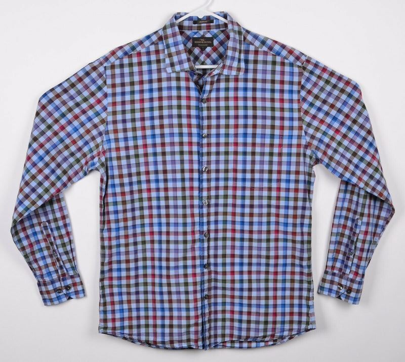 Rodd & Gunn Men's Sz Large Sport Fit Blue Red Plaid Check Long Sleeve Shirt