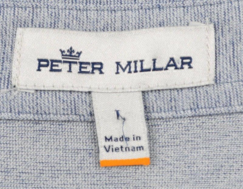 Peter Millar Men's Sz Large Summer Comfort Heather Blue/Gray Polo Golf Shirt