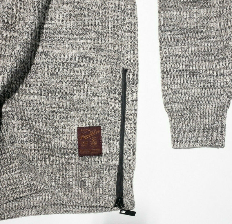 Scotch & Soda Men's Large Gray Shawl Collar Wool Blend Retro De Luxe Sweater