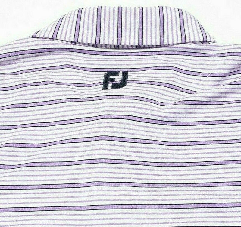 FootJoy Golf Shirt XL Men's Polo Wicking Performance White Purple Striped