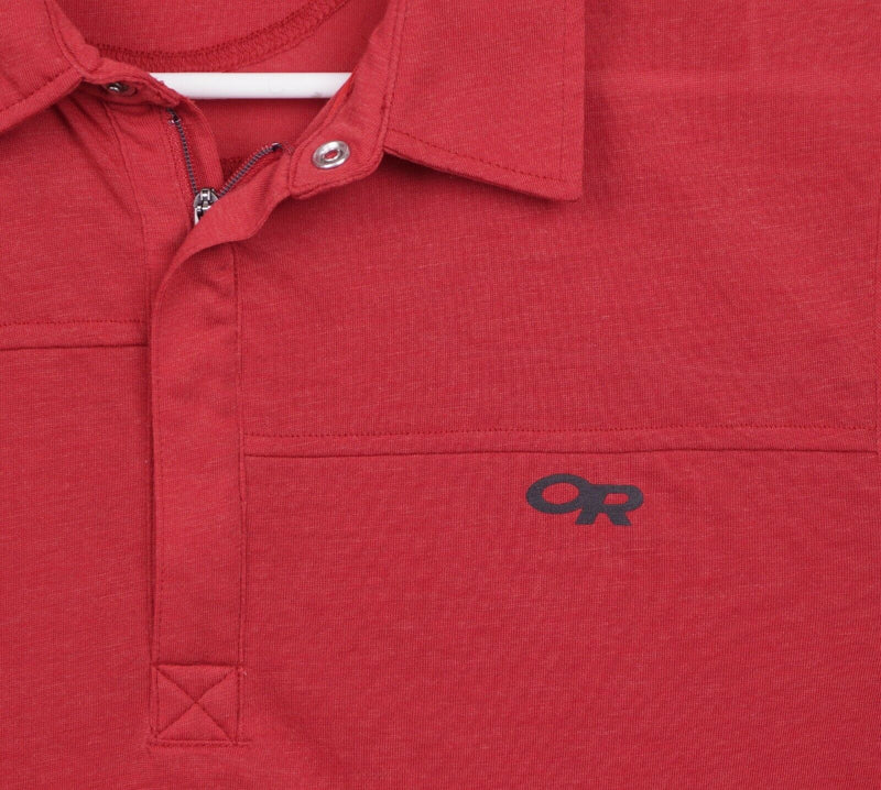 Outdoor Research Men Sz Large Wool Blend Dri-Release Red Zip Collar Polo Shirt