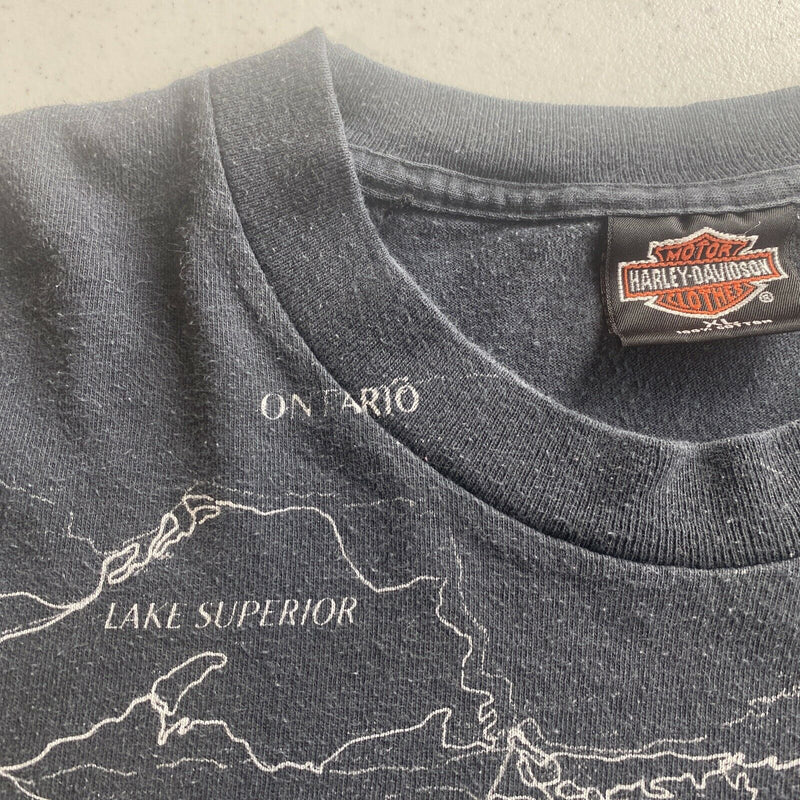 Vintage Harley-Davidson Men's XL 90th Anniversary Map Milwaukee All Over T-Shirt