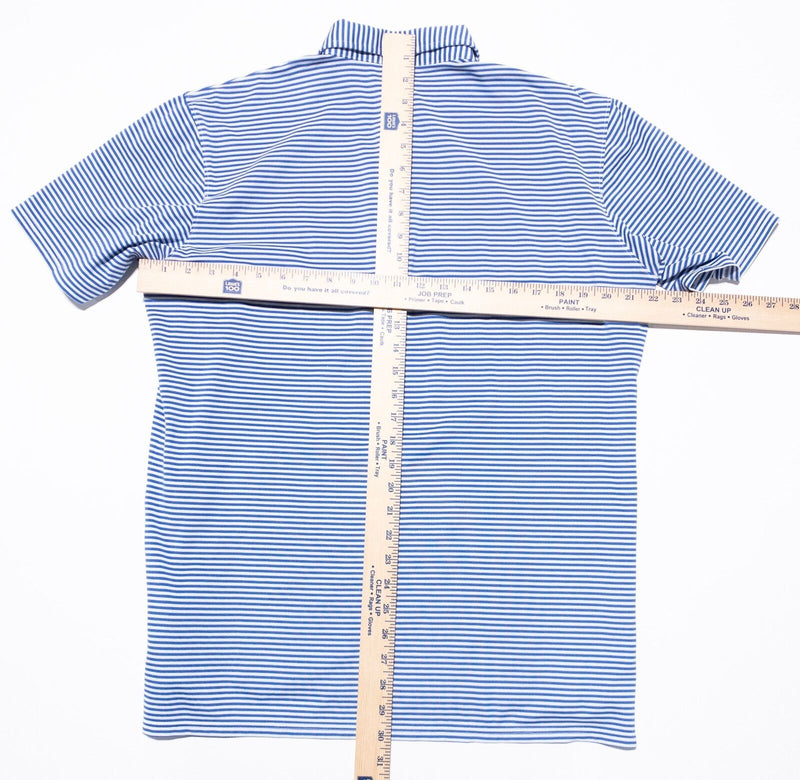 Holderness & Bourne Polo Shirt Mens Large Tailored Fit Golf Blue Striped Wicking