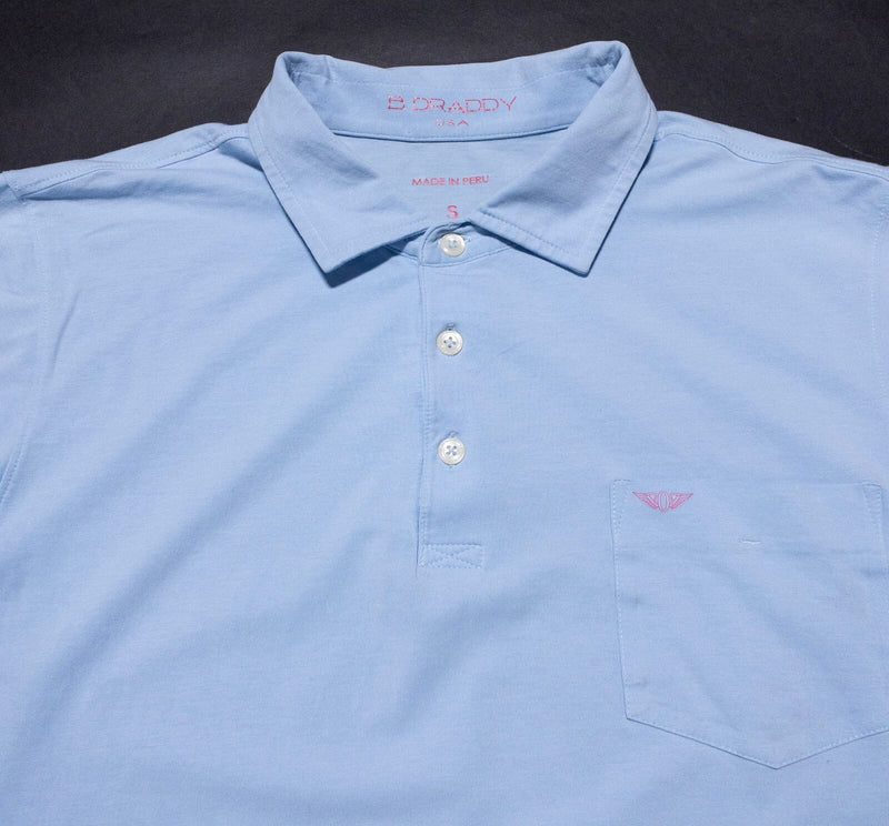 B. Draddy Polo Shirt Men's Small Solid Light Blue Pocket USA Golf Casual